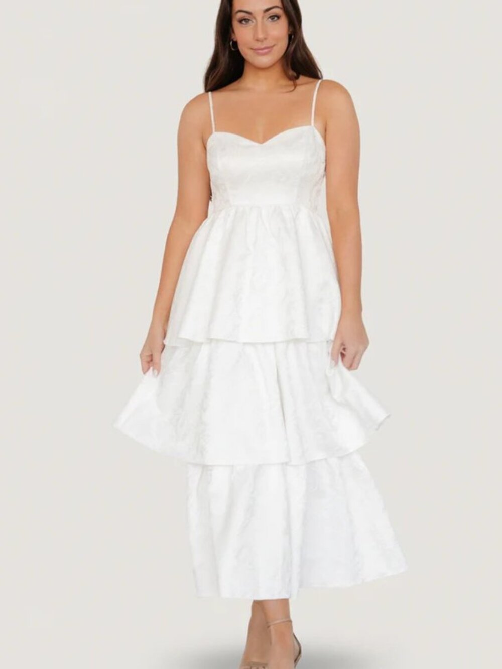 Baltic Born Violetta Embossed Tiered Dress Size XL (Sold out Web in XL) White